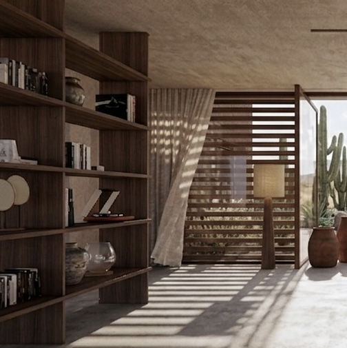 Dustymiller — intérieur minéral ouvert sur le paysage